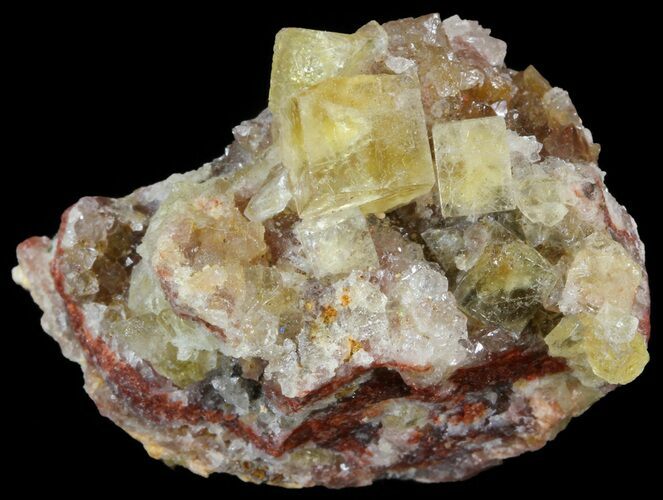 Lustrous, Yellow Cubic Fluorite Crystals - Morocco #44875
